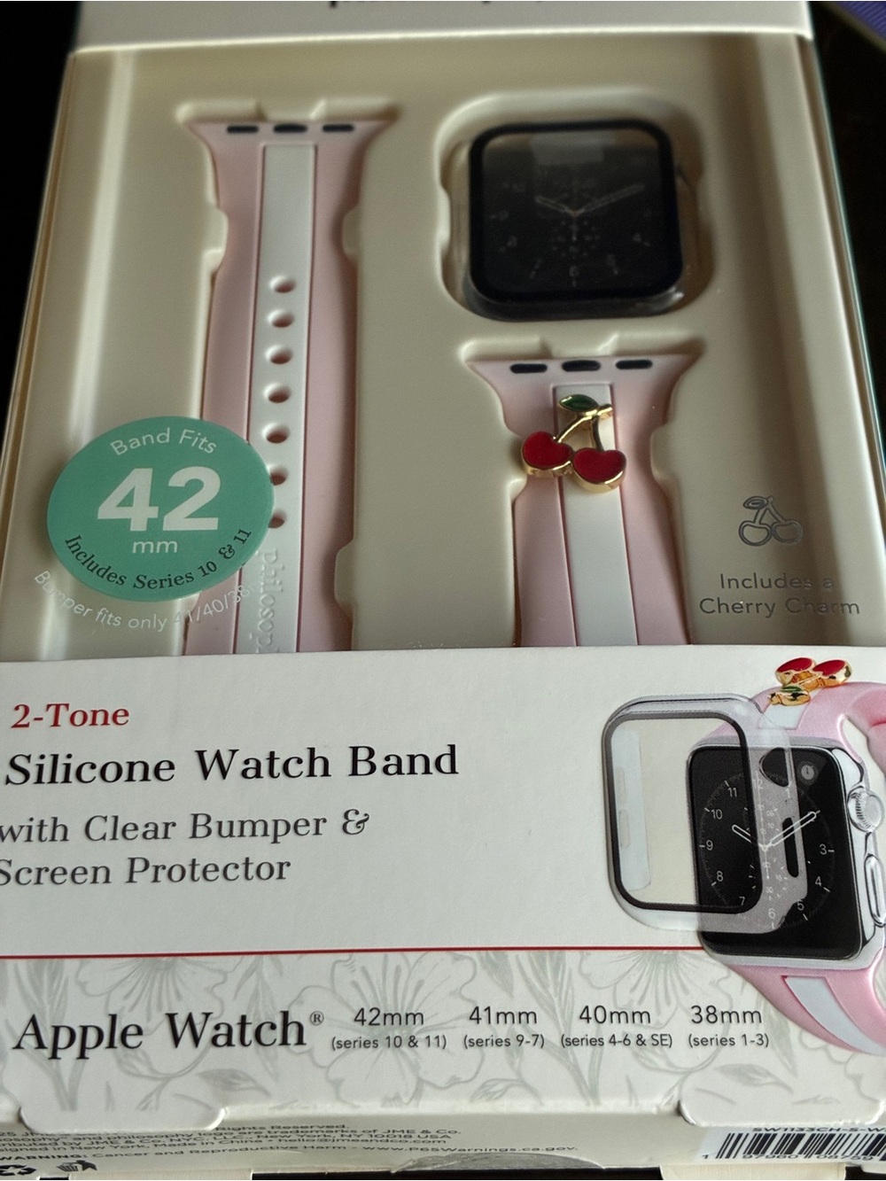 philosophy 2-Tone Pink Silicone Watch Band for 42mm Apple Watch - Picture 6 of 6